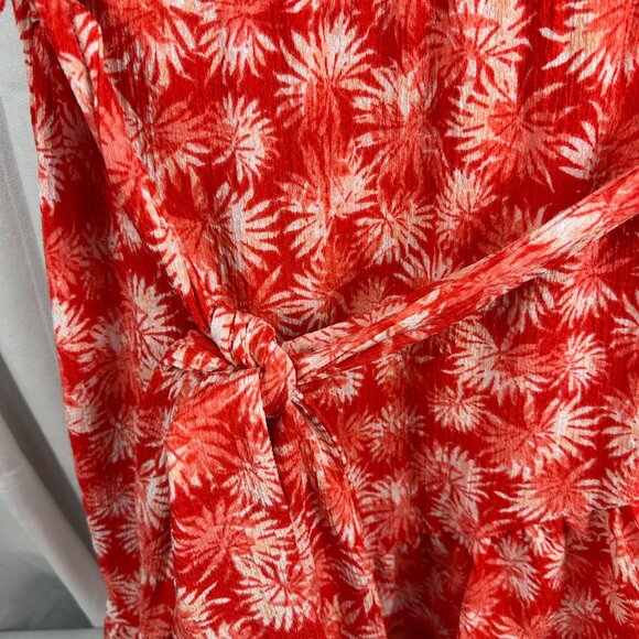 Michael Michael Kors Womens Red & White Floral Wrap Dress Size 3X - Picture 2 of 10